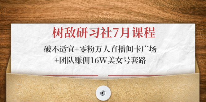树敌研习社7月课程：破不适宜+零粉万人直播间卡广场+团队赚佣16W美女号套路-升阶有道