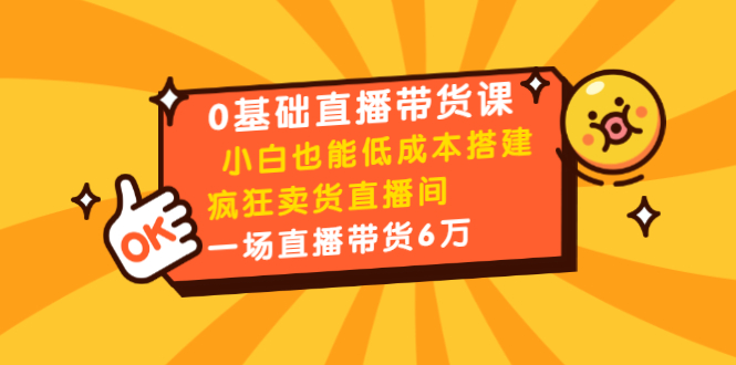 0基础直播带货课：小白也能低成本搭建疯狂卖货直播间：1场直播带货6万-升阶有道