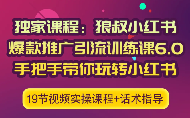 狼叔小红书爆款推广引流训练课6.0，手把手带你玩转小红书-升阶有道