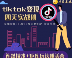 tiktok变现四天实战班,连怼技术+矩阵玩法赚美金!价值998元-升阶有道