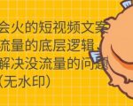只说话就会火的短视频文案课,从根本上解决没流量的问题-升阶有道
