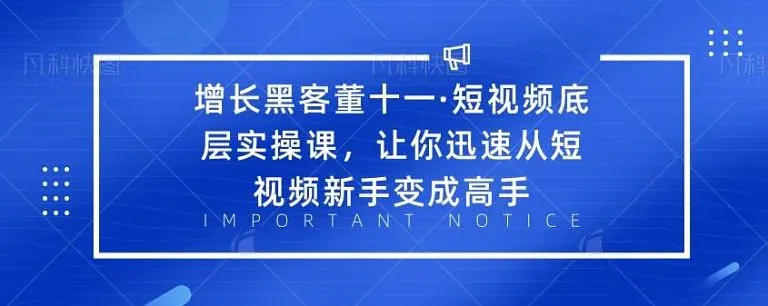 增长黑客董十一·短视频底层实操课，从短视频新手变成高手-升阶有道