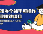 20多个新手可操作的副业赚钱项目:业余时间0基础日入几500+实操分享-升阶有道