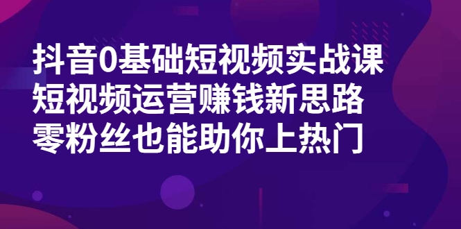 抖音0基础短视频实战课，短视频运营赚钱新思路，零粉丝也能助你上热门-升阶有道