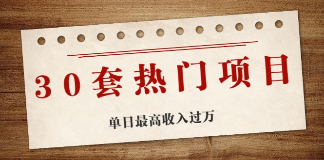 30套热门项目：单日最高收入过万 (网赚项目、朋友圈、涨粉套路、抖音、快手)等-升阶有道