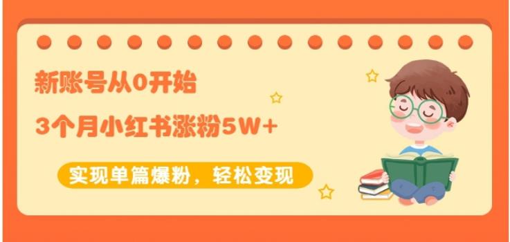 生财小红书涨粉变现：新账号从0开始3个月小红书涨粉5W+实现单篇爆粉-升阶有道