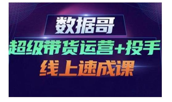 数据哥·超级带货运营+投手线上速成课，快速提升运营和熟悉学会投手技巧-升阶有道