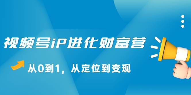 视频号iP进化财富营，从0到1，从定位到变现赚钱（价值1577元）-升阶有道