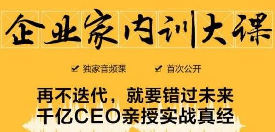 企业家内训大课，未来企业必学经验，价值1299元-升阶有道