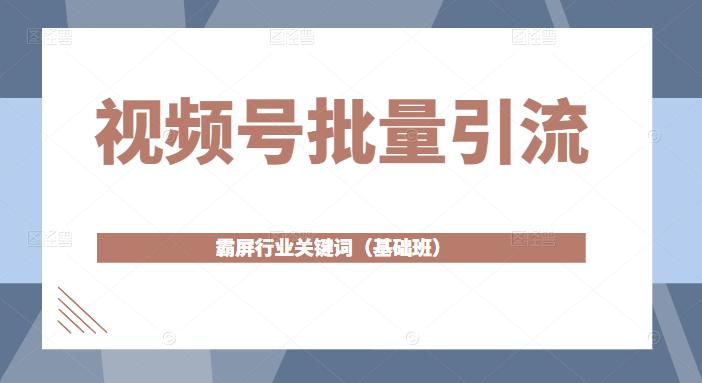 视频号批量引流，霸屏行业关键词（基础班）全面系统讲解视频号玩法-升阶有道