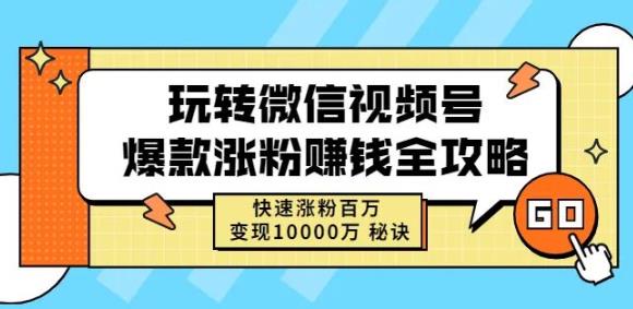 玩转微信视频号爆款涨粉赚钱全攻略，快速涨粉百万变现万元秘诀-升阶有道