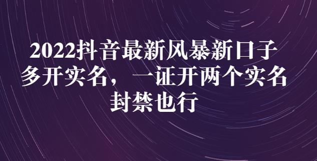 2022抖音最新风暴新口子：多开实名，一整开两个实名，封禁也行-升阶有道