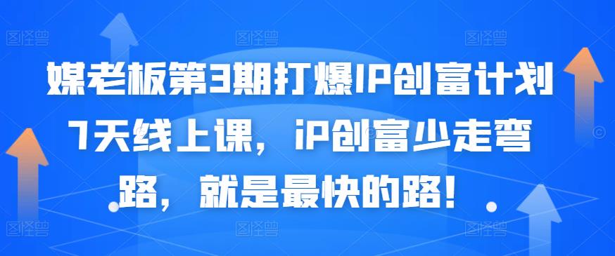 媒老板第3期打爆IP创富计划7天线上课，iP创富少走弯路，就是最快的路！-升阶有道