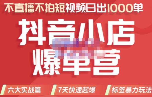 推易电商·2022年抖音小店爆单营，不直播、不拍短视频、日出1000单，暴力玩法-升阶有道
