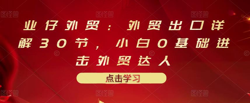业仔外贸：外贸出口详解30节，小白0基础进击外贸达人 价值666元-升阶有道