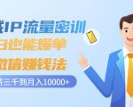 私域IP流量密训:小白也能爆单的微信赚钱法,从月薪三千到月入10000+-升阶有道