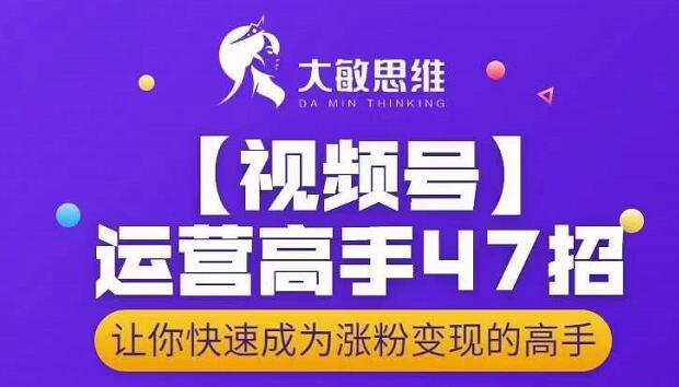 大敏思维-视频号运营高手47招，让你快速成为涨粉变现高手-升阶有道