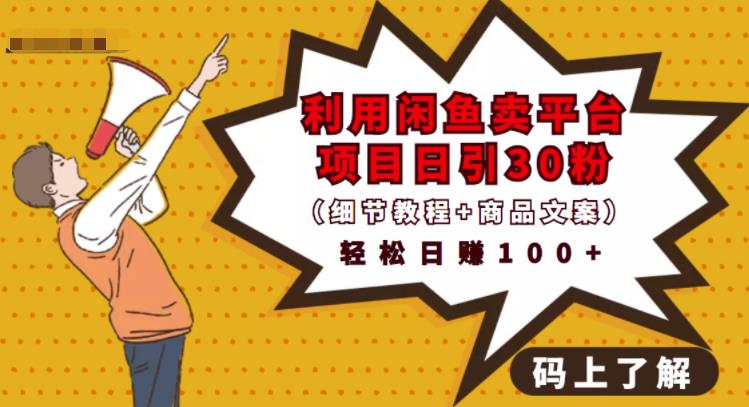 利用闲鱼卖平台项目课程资源日引流30+精准粉丝，轻松日赚100+，积累人脉可实现二次变-升阶有道