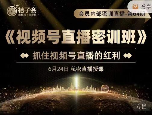 桔子会《视频号直播密训班》，抓住视频号直播的红利 价值12800-升阶有道