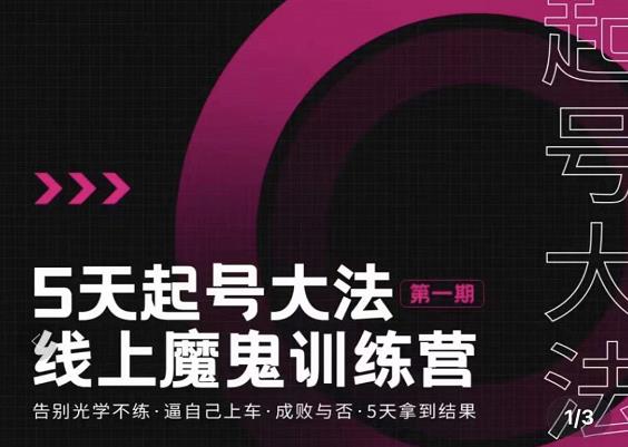 大播·五天起号魔鬼训练营，告别光学不练，逼自己上车，成败与否，5天拿到结果-升阶有道