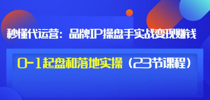秒懂代运营：品牌IP操盘手实战赚钱，0-1起盘和落地实操（23节课程）价值199-升阶有道