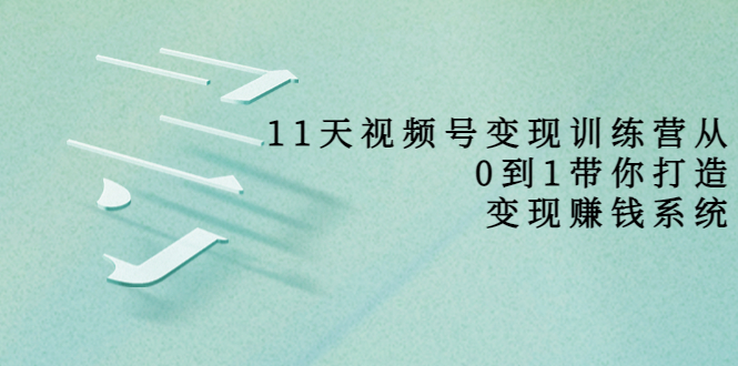 11天视频号变现训练营，从0到1打造变现赚钱系统（价值398元）-升阶有道