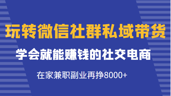 玩转微信社群私域带货，学会就能赚钱的社交电商，在家兼职副业再挣8000+-升阶有道
