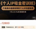 个人IP吸金密训班，打造高价值高效率的个人IP内容体系（价值12800元）-升阶有道