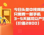 今日头条中视频搬运项目，只需要一部手机3-5天就可以产生利润（价值2800元）-升阶有道