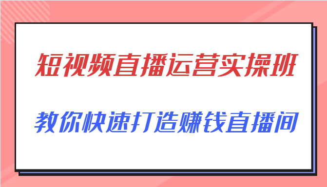 短视频直播运营实操班，直播带货精细化运营实操，教你快速打造赚钱直播间-升阶有道