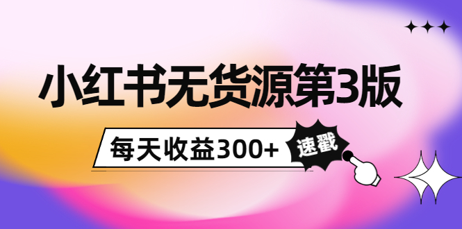 小红书无货源第3版，0投入起店，无脑图文精细化玩法，每天收益300+-升阶有道