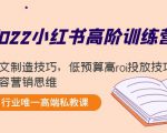 2022小红书高阶训练营:爆文制造技巧,低预算高roi投放技巧,内容营销思维-升阶有道