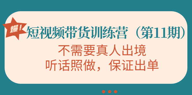 视频带货训练营，不需要真人出境，听话照做，保证出单（第11期）-升阶有道