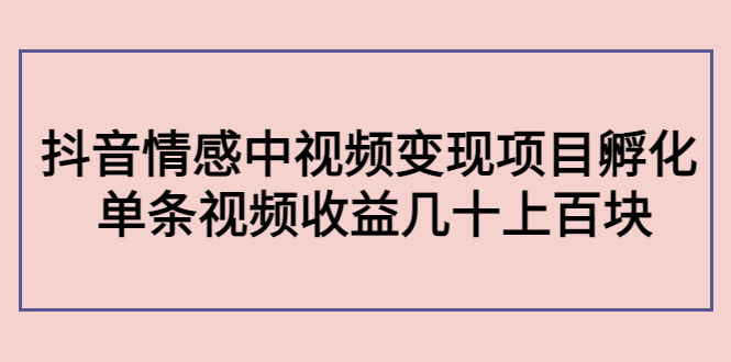 副业孵化营第5期：抖音情感中视频变现项目孵化 单条视频收益几十上百-升阶有道