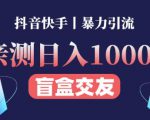 日收益1000+的交友盲盒副业丨有手就行的抖音快手暴力引流-升阶有道