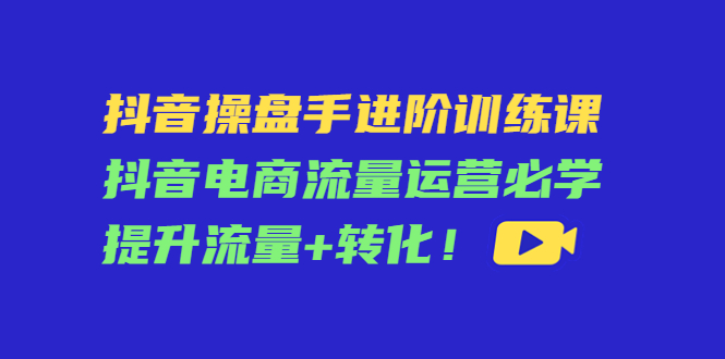 抖音操盘手进阶训练课：抖音电商流量运营必学，提升流量+转化-升阶有道