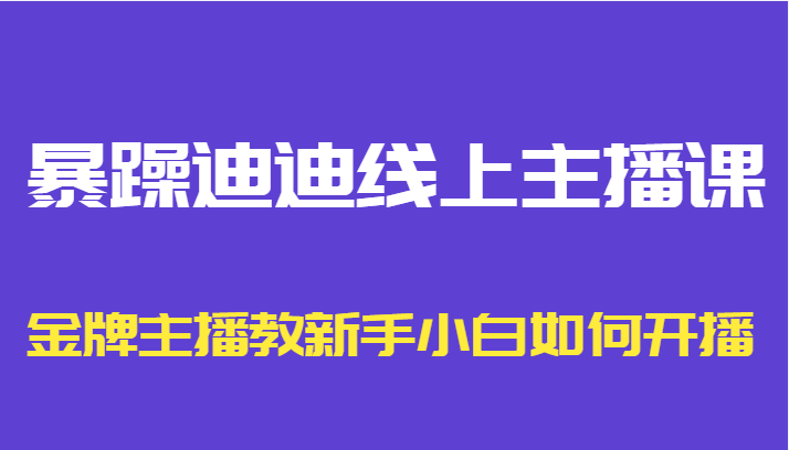 暴躁迪迪线上主播课，金牌主播教新手小白如何开播-升阶有道