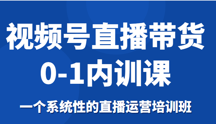 视频号直播带货0-1内训课，一个系统性的直播运营培训班-升阶有道