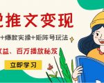 小说推文训练营:引流技巧+爆款实操+矩阵号玩法,百倍效益、百万播放秘笈-升阶有道