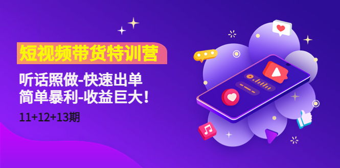 短视频带货特训营（11+12+13期）听话照做-快速出单-简单暴利-收益巨大！-升阶有道