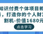知识付费个体项目孵化器,打造你的个人财富收割机-价值1680元-升阶有道