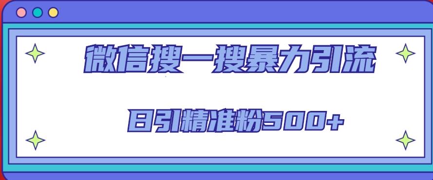 微信搜一搜引流全系列课程，日引精准粉500+（8节课）-升阶有道