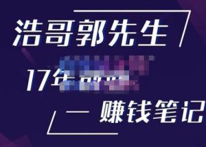 浩哥郭先生17年创业赚米笔记，打开你对很多东西的认知，让你知道原来赚钱或创业不单单是发力就行-升阶有道