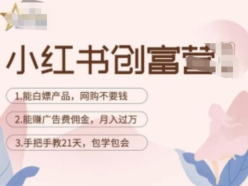 小红书创富营-教小红书带货，陪跑21天，教你赚广告费佣金，月入过万-升阶有道