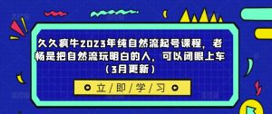 久久疯牛2023年纯自然流起号课程，老杨是把自然流玩明白的人，可以闭眼上车（3月更新）-升阶有道