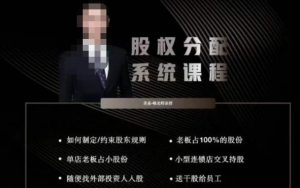 韩老师聊美业-美业股权分配系统课程，如何制定约束股东规则+老板占100%的股份+单店老板占小股份等-升阶有道