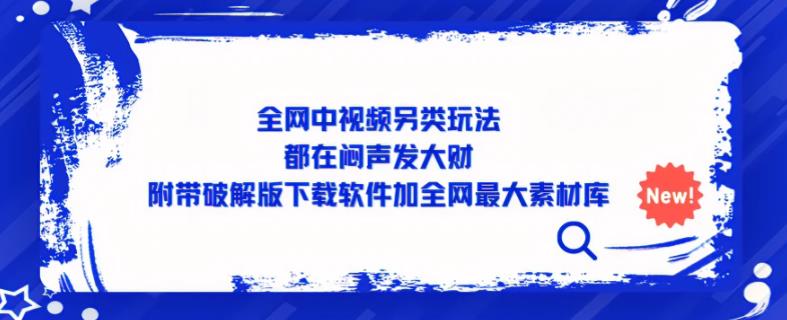 全网中视频另类玩法，都在闷声发大财，附带破解版下载软件加全网最大素材库-升阶有道