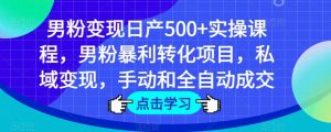 男粉变现日产500+实操课程，男粉暴利转化项目，私域变现，手动和全自动成交-升阶有道