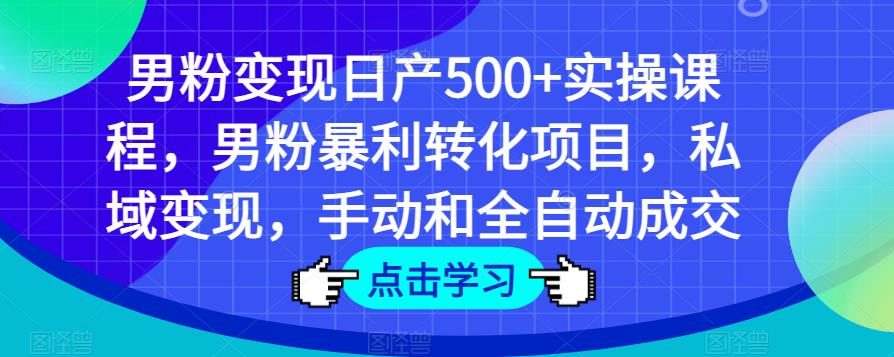 男粉变现日产500+实操课程，男粉暴利转化项目，私域变现，手动和全自动成交-升阶有道