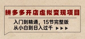 拼多多开店虚拟变现项目:入门到精通,从小白到日入过千(15节完整版)-升阶有道